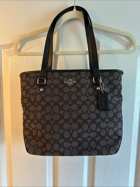 Coach Black and Grey Signature Tote